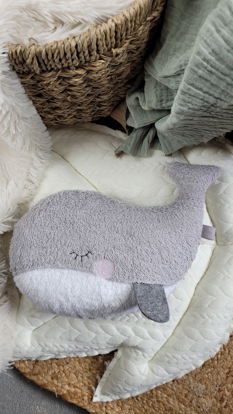 Cuddly toy whale personalized I Baby cuddly toy personalized I Baby gift birth, personalized cuddly toy, gift birth, fish image 4