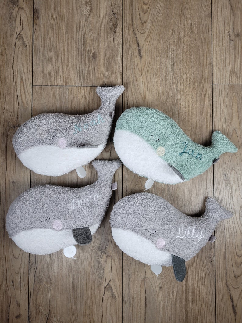 Cuddly toy whale personalized I Baby cuddly toy personalized I Baby gift birth, personalized cuddly toy, gift birth, fish image 6