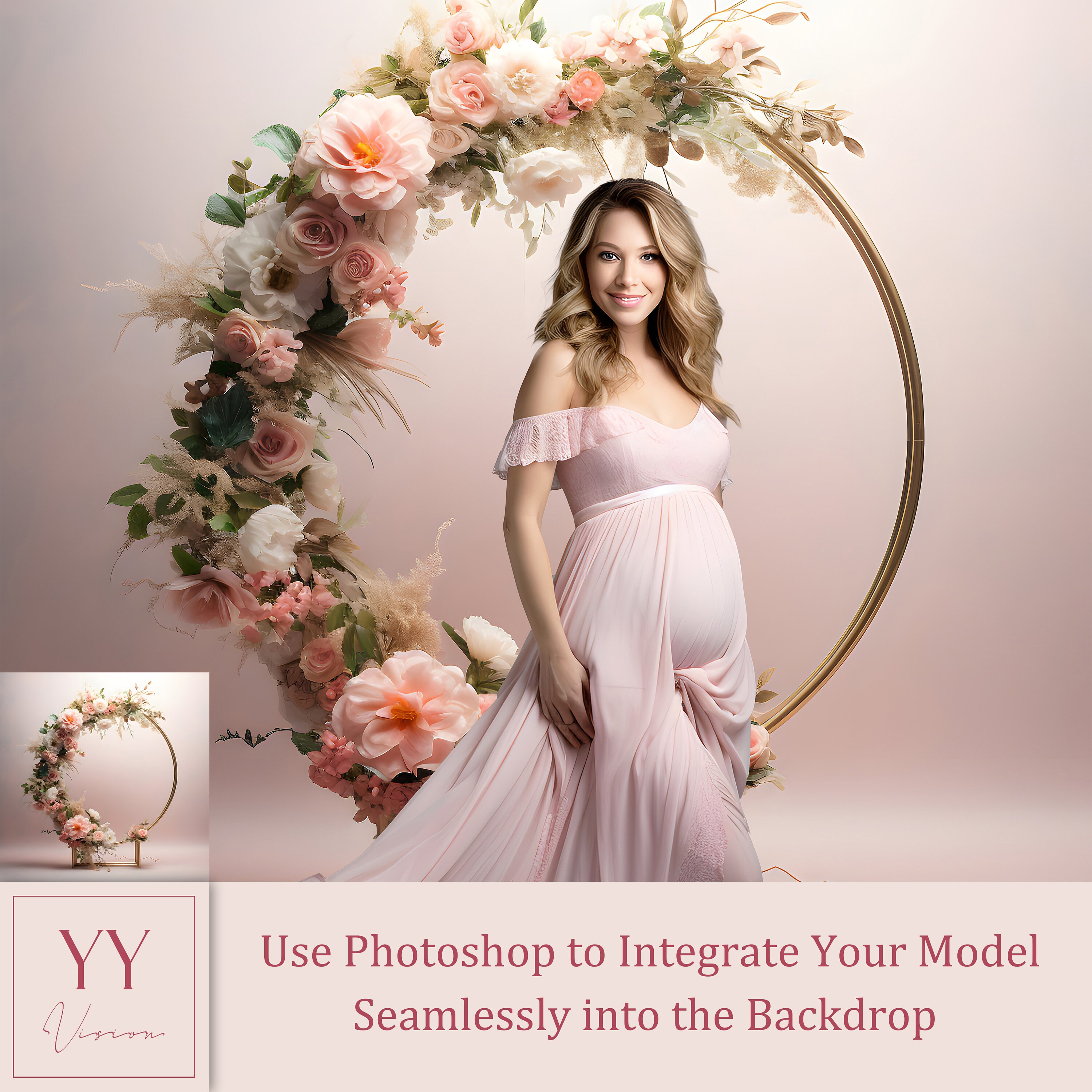 44 Rose Floral Ring Digital Backdrops Sets for Wedding Maternity ...