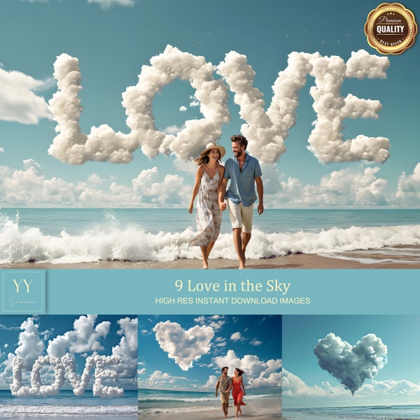 9 Love in the Sky Digital Backdrops Sets for Valentine Day Gift Photography Fine Arts Studio Photoshop Background