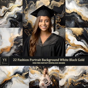 22 Fashion Portrait Background White Black Gold Digital Backdrops Sets for Maternity Graduation Photography Fine Arts Texture Photoshop