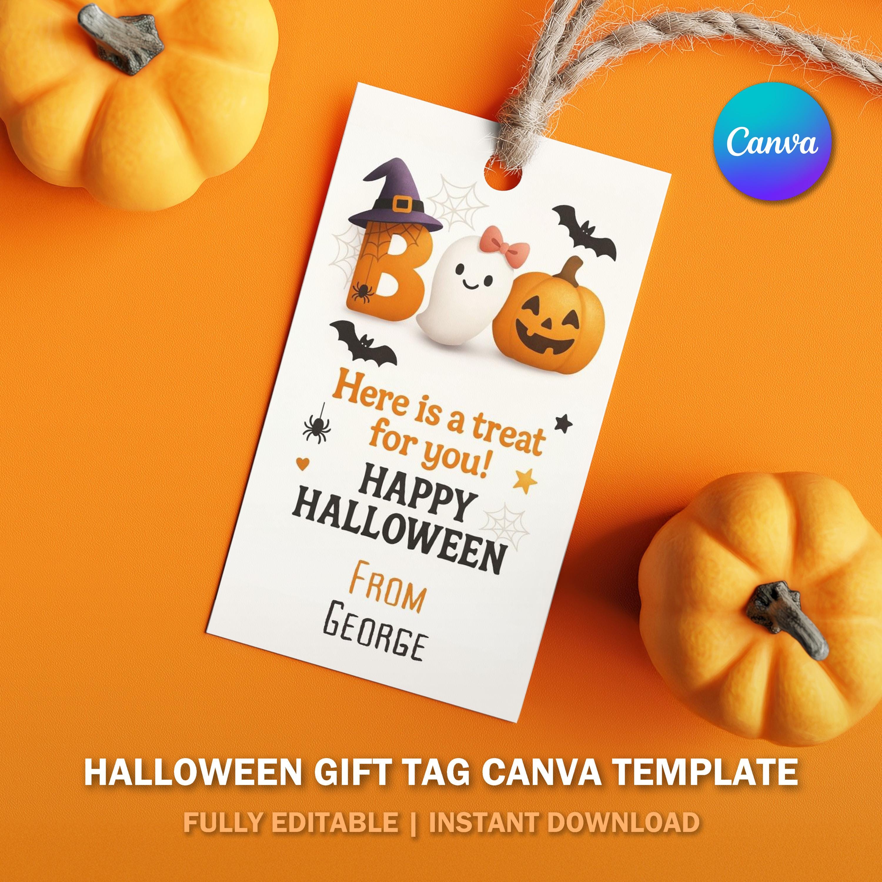 Halloween Gift Tag Printable, Boo Tag for Kids, Trick or Treat Favor ...
