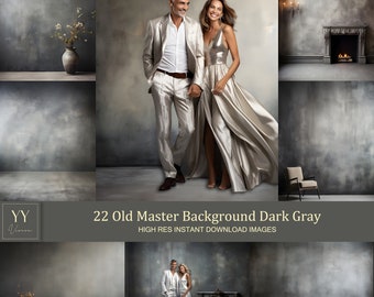 22 Old Master Studio Background Dark Gray Digital Backdrops Sets for Maternity Wedding Photography Fine Arts Texture Photoshop Background
