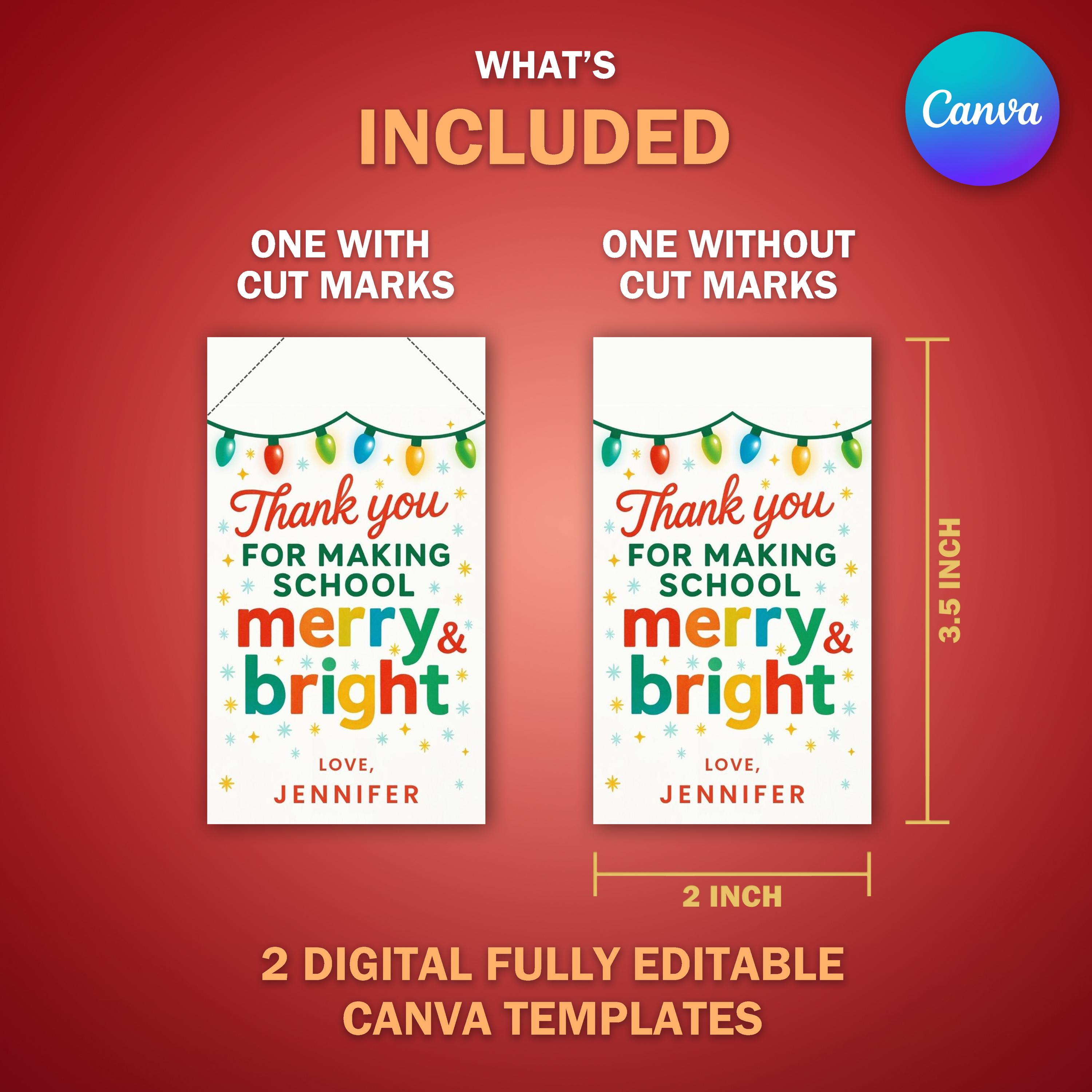 Christmas Teacher Gift Tags Template | Merry & Bright Holiday Tags ...