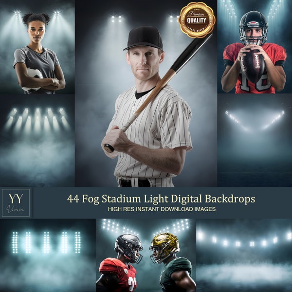 44 Fog Light Stadium Digital Backdrops Sets for Sports School Photography Background Portrait Photoshop Editing