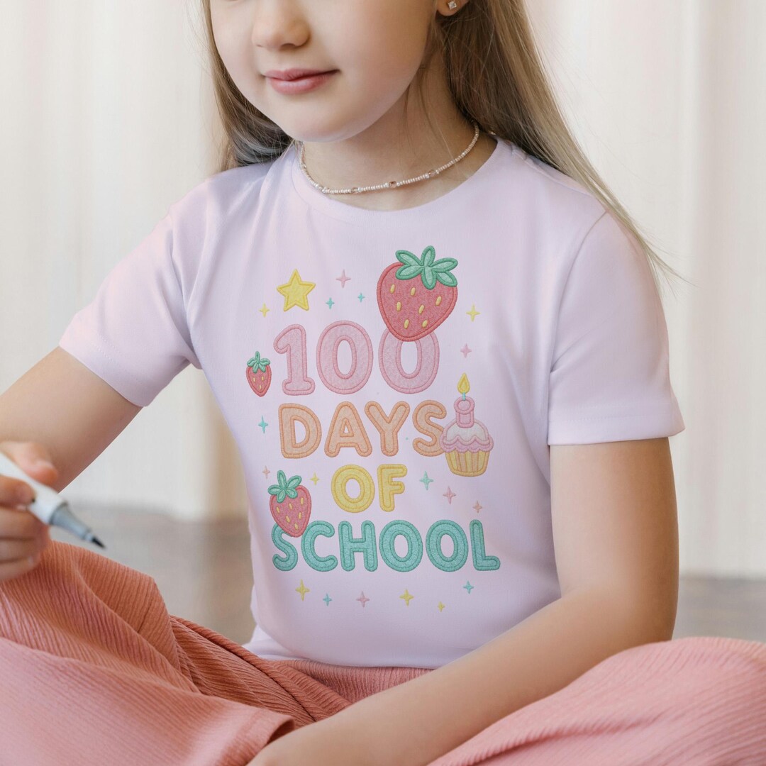 100 Days of School PNG – Embroidery Style Digital Design, 100th Day of ...