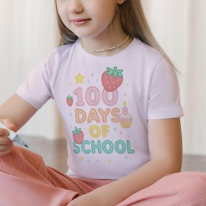 100 Days of School PNG – Embroidery Style Digital Design, 100th Day of School Shirt Graphic, Cute Classroom Sublimation File Download V3