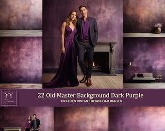 22 Old Master Studio Background Dark Purple Digital Backdrops Sets for Maternity Wedding Photography Fine Arts Texture Photoshop Background