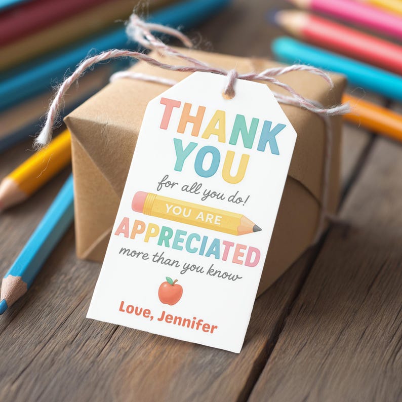 Editable Teacher Appreciation Gift Tag | Printable Thank You Tag for ...