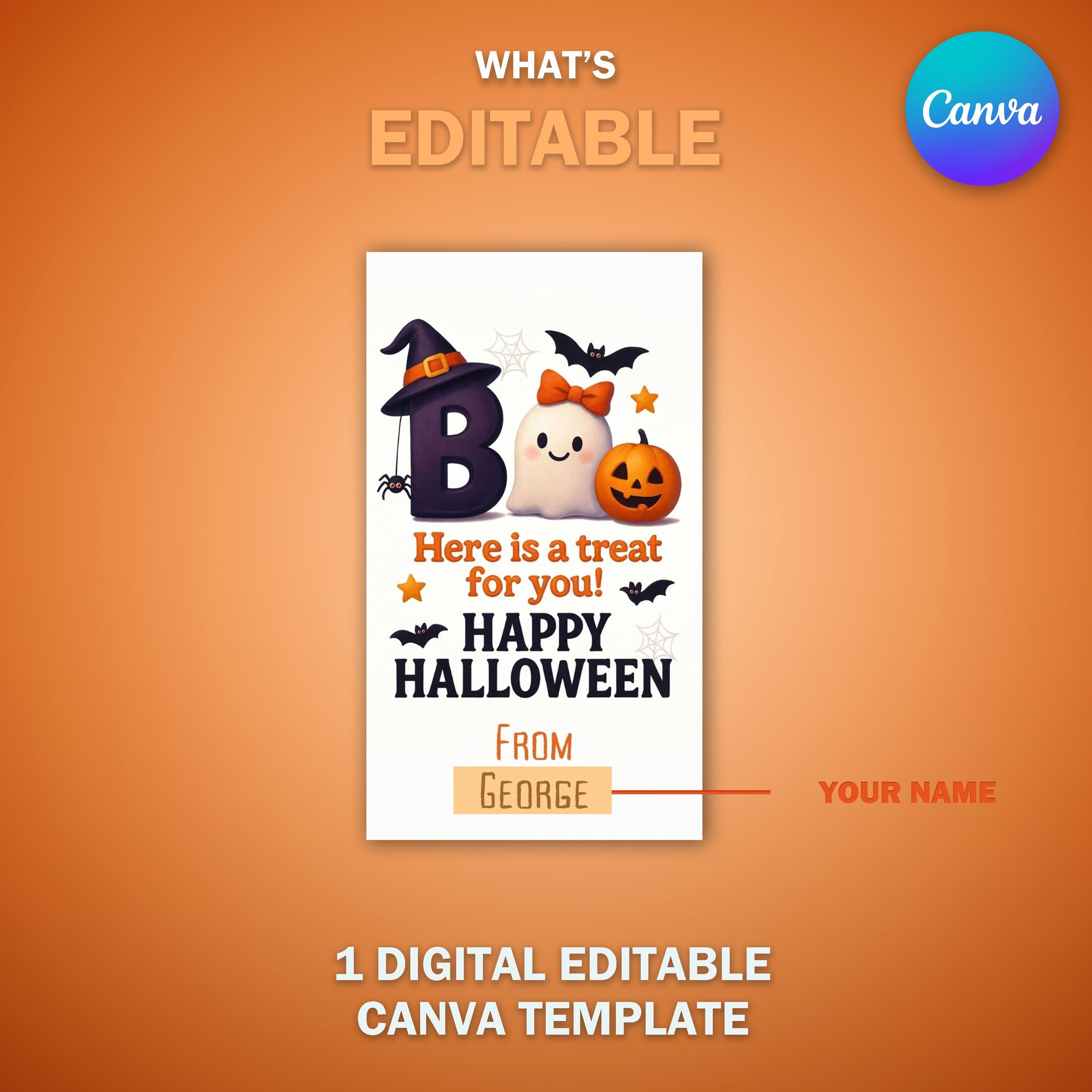 Hashtag Boo Tag Halloween Gift Tag Printable, Boo Tag for Kids, Trick or Treat Favor ...