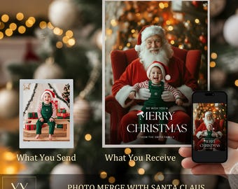 Custom Baby First Christmas Portrait | Personalized Santa Photo | Holiday Digital Art | Keepsake Gift for Baby | Family Christmas Gift