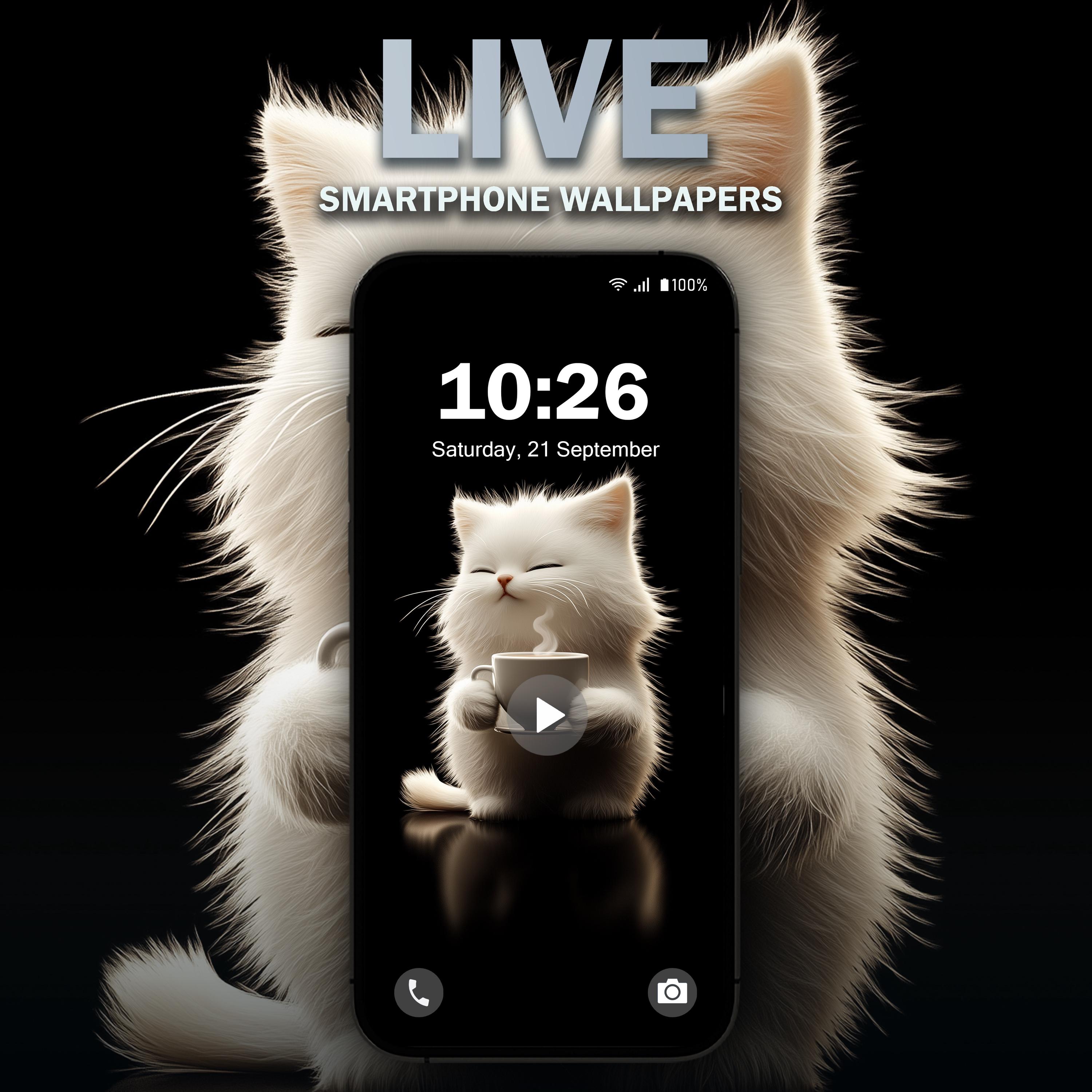 Cat Drinking Coffee Expression Phone Live Wallpaper V3 | MP4 JPG for  Android | Cozy Theme | Minimalist Aesthetic | Homescreen | Lockscreen - Etsy, image size:3000x3000