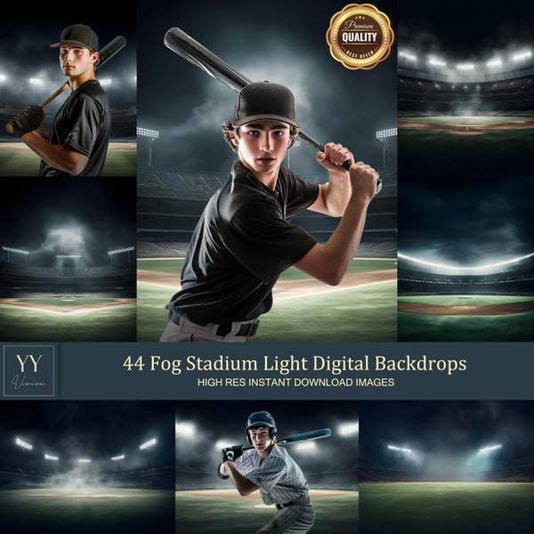 22 Conjuntos de fondos digitales nocturnos de campo de béisbol para fotografía de escuelas deportivas, retratos de fondo, edición de Photoshop