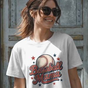 Baseball Mama PNG, Retro Baseball Mom Sublimationsdesign, Spieltag Sport Mom Shirt PNG, Distressed Vintage Script Baseball Grafik V1