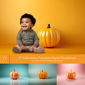 27 Halloween Pumpkin Ceramics Digital Backdrops Sets for Holiday Baby Photography Fine Arts Studio Photoshop Background