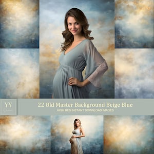 22 Old Master Portrait Background Beige Blue Digital Backdrops Sets for Maternity Graduation Photography Fine Arts Texture Studio Photoshop