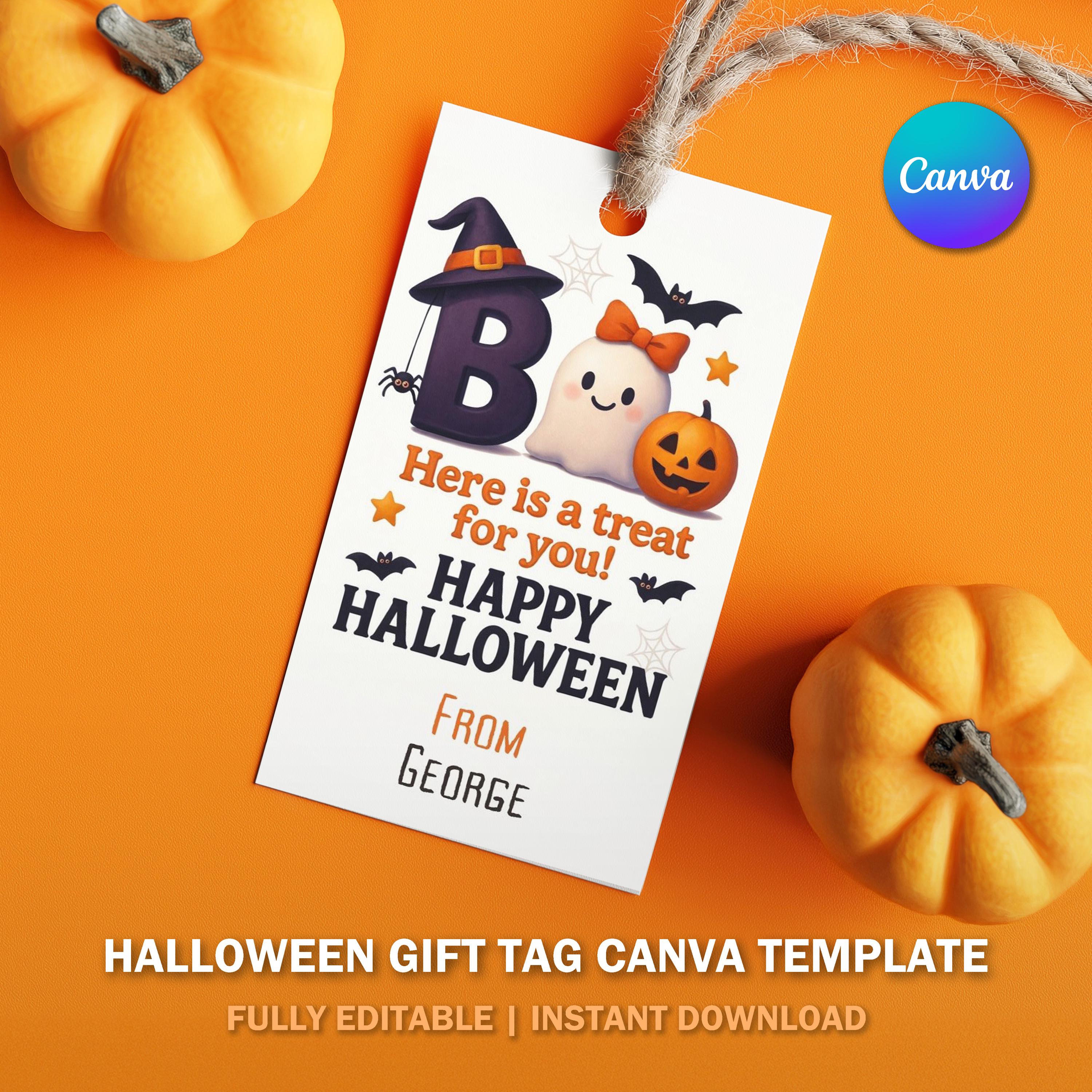 Halloween Gift Tag Printable, Boo Tag for Kids, Trick or Treat Favor ...
