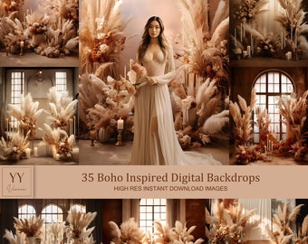 35 Boho Nature Digital Backdrops| Maternity Digital Backdrops| Studio Backdrop Overlay| Digital Backdrops shade | Wedding Photo Backdrops