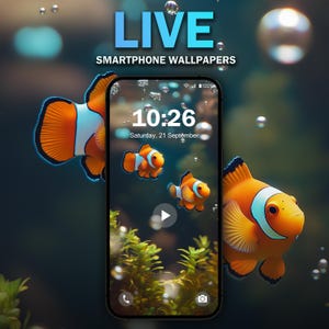 Clownfish Phone Live Wallpaper V2 | MP4 JPG for Android| Nature Theme | Blue Aesthetic | Homescreen | Lockscreen
