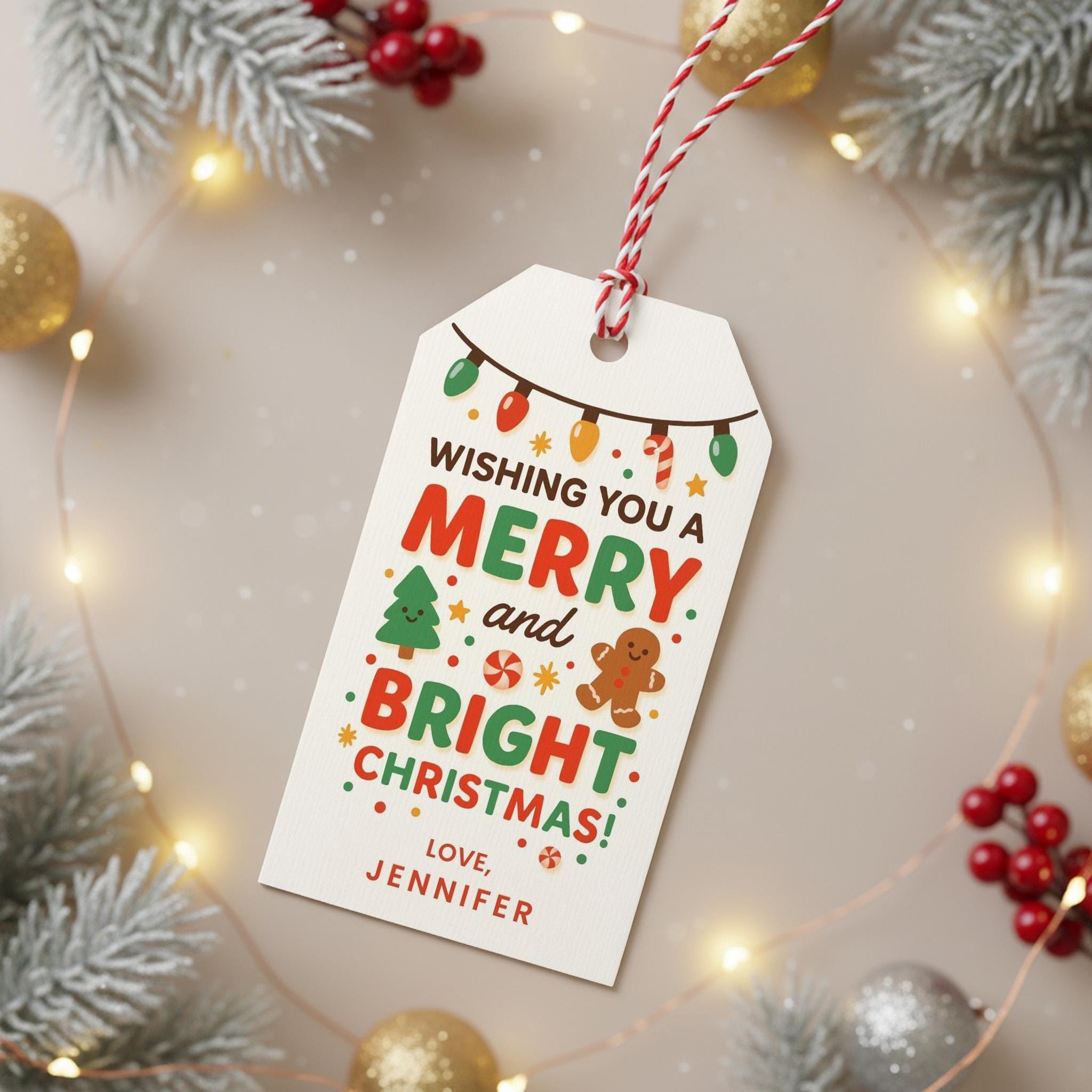Christmas Teacher Gift Tags Template | Merry & Bright Holiday Tags ...