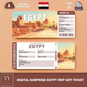 Printable EGYPT Surprise Ticket V3 | Editable Boarding Pass |Vacation Gift | Customizable Digital Trip Ticket for Any Occasion