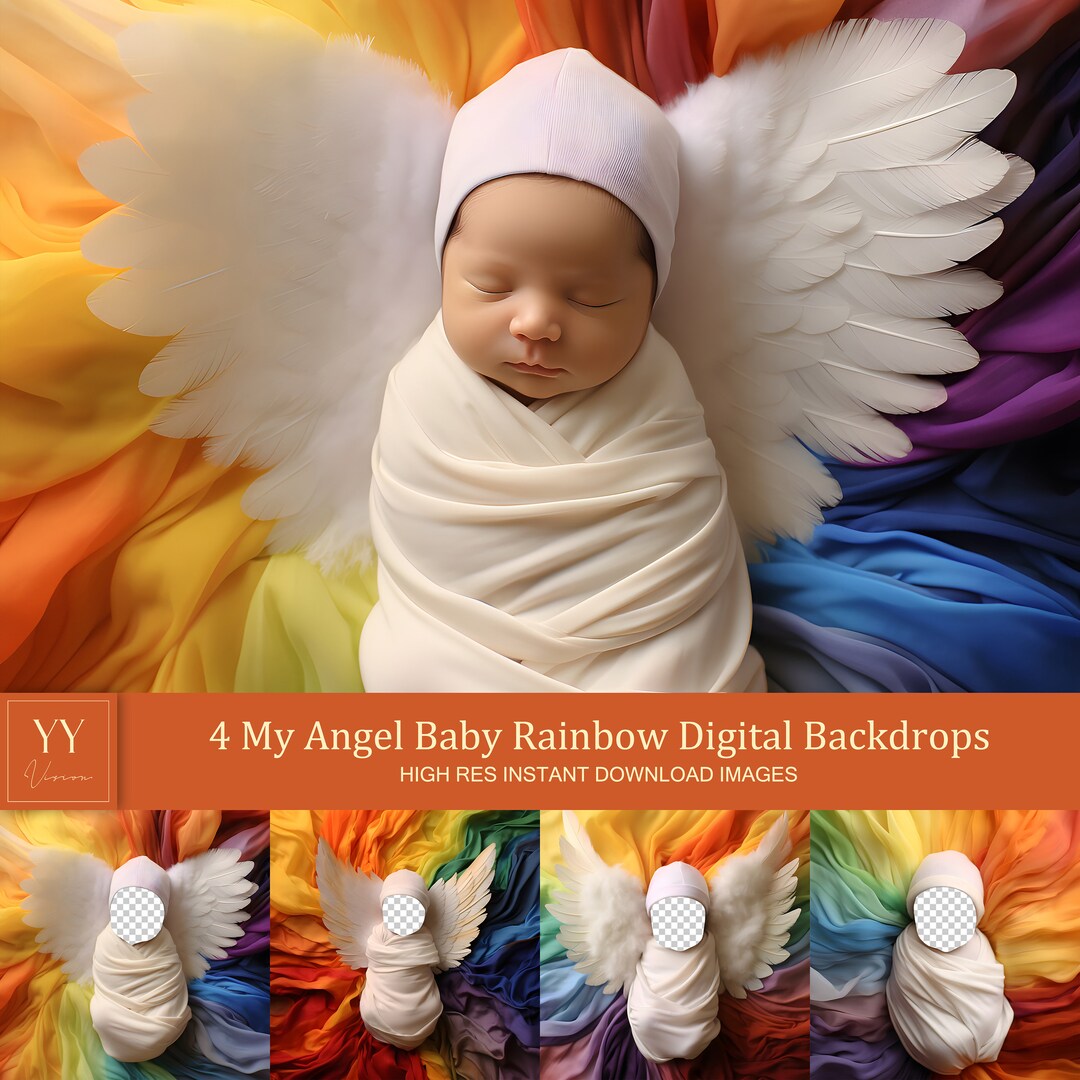 4 My Angel Baby Rainbow Digital Backdrops Sets for Newborn Etsy