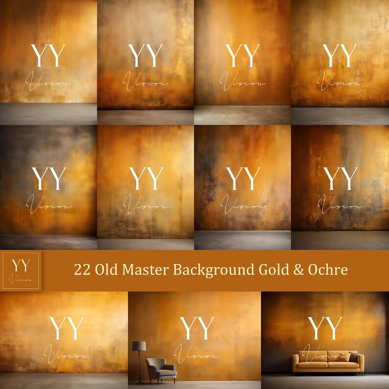 Master Background Design 22 Old Master Studio Background Gold and Ochre Digital Backdrops for ...