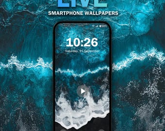 Teal and Blue Wave V1 Aesthetic Phone Live Wallpaper | MP4 JPG for Android| Nature Theme | Instant Download
