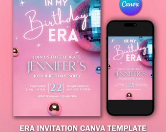 In My Birthday ERA Invitation Template V1 for Birthday Party | Editable Printable Digital Invitation | Canva template | Instant Download