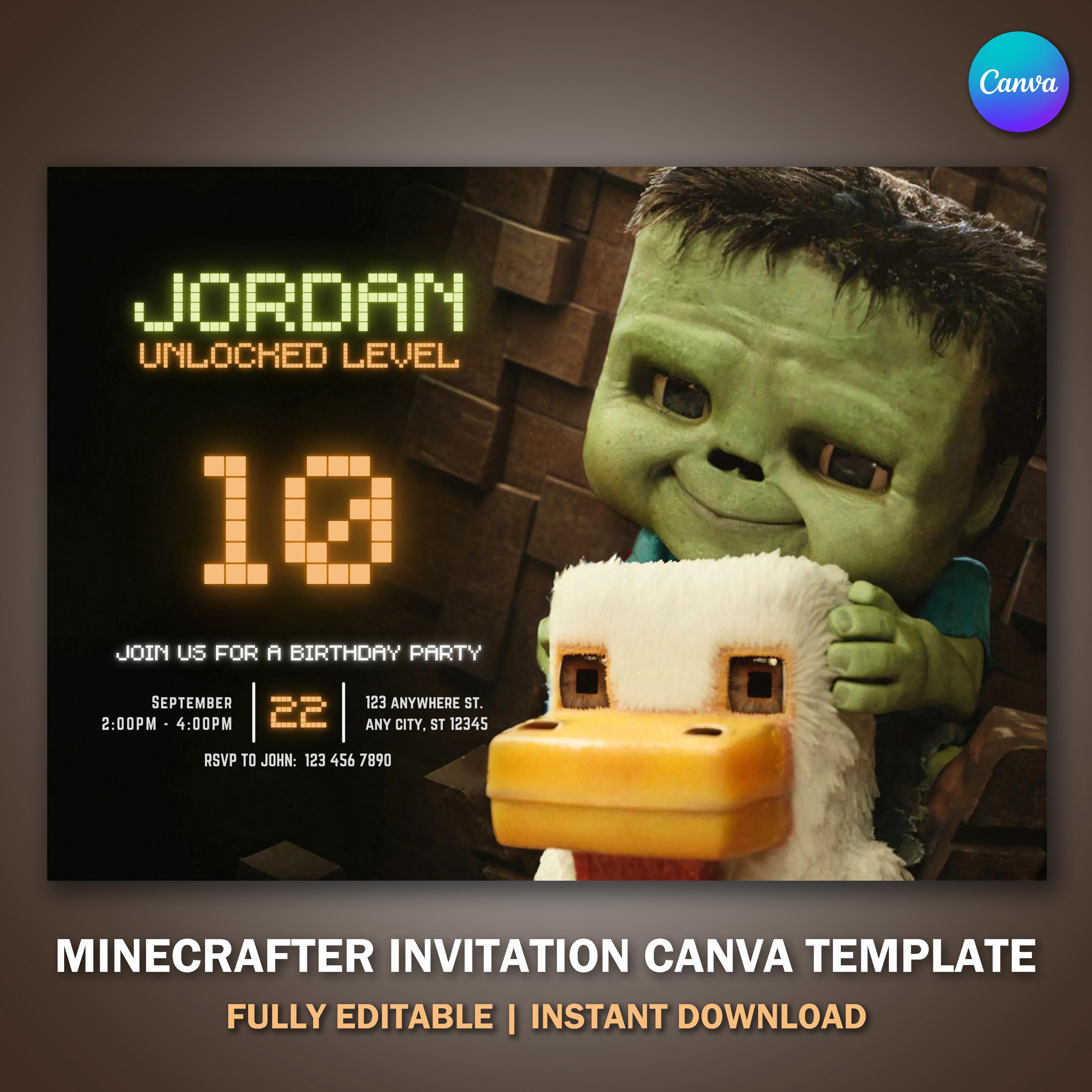 Editable Minecraft Invitation