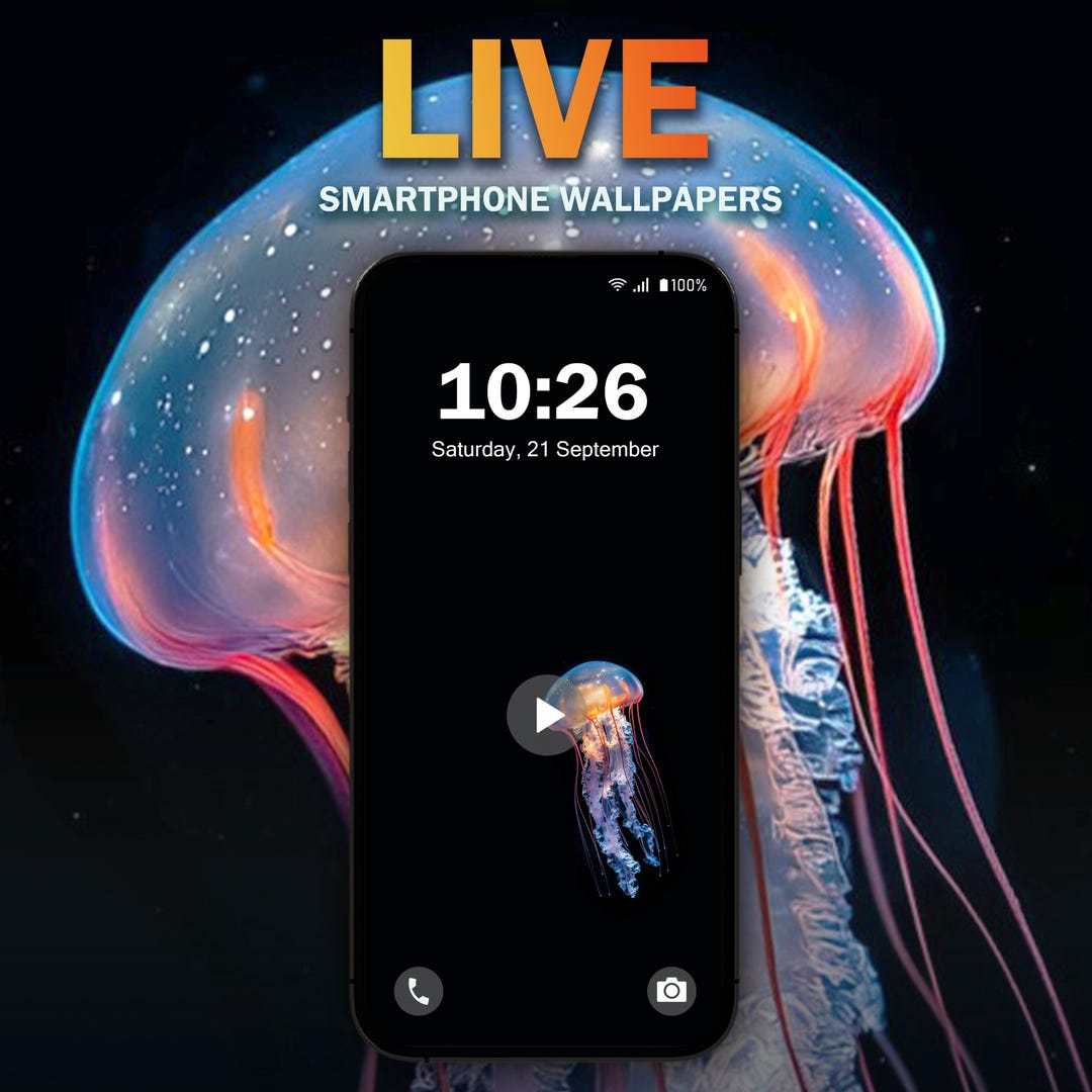 Jellyfish Black Background V1 Aesthetic Phone Live Wallpaper MP4 JPG