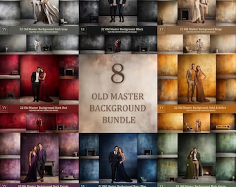 Paquete de 8 fondos de estudio de maestros antiguos: 176 fondos digitales para fotografía de bodas y maternidad, texturas de bellas artes y fondos de Photoshop.