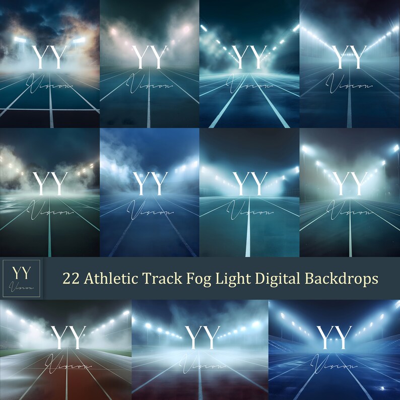 22 Athletic Track Stadium Light Fog Digital Backdrops Sets for Sports ...