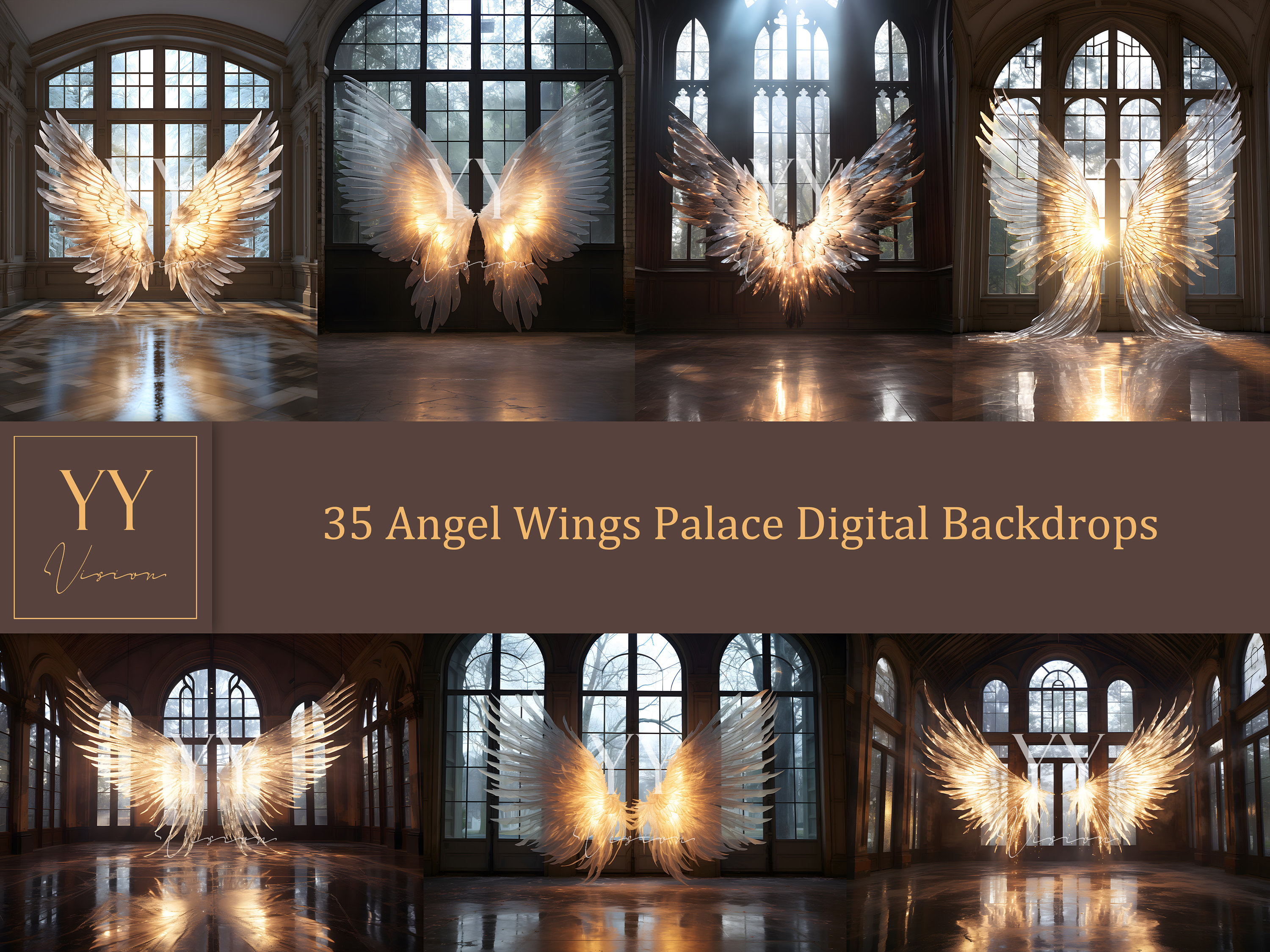 35 Angel Wings Palace Digital Backdrops Sets for Maternity Photography ...