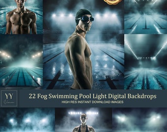 22 Swimming Pool Digital Backdrops Sets for Sports School Photography Background Portrait Photoshop Editing