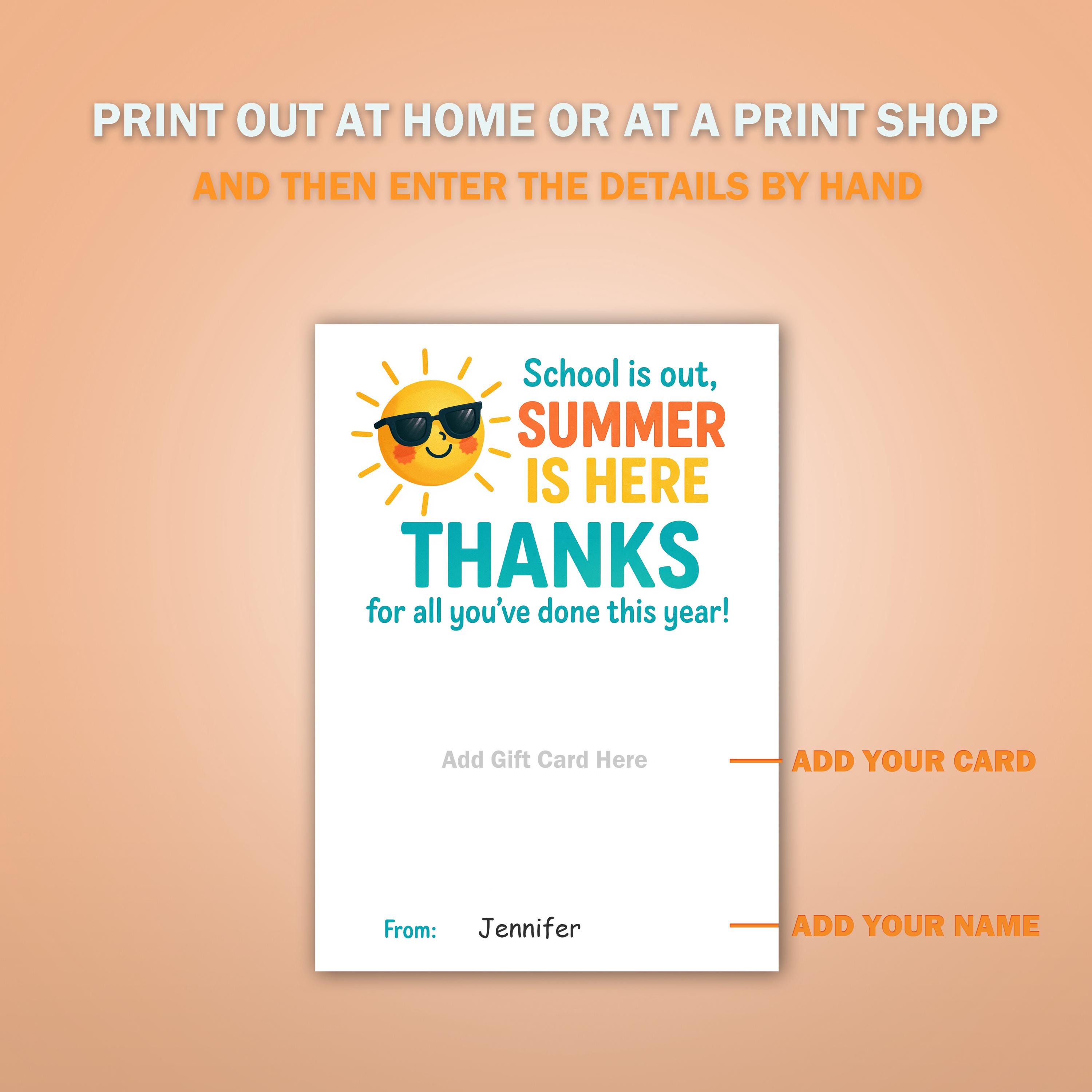 School is Out Summer is Here Teacher Gift Card Holder | End of Year ...