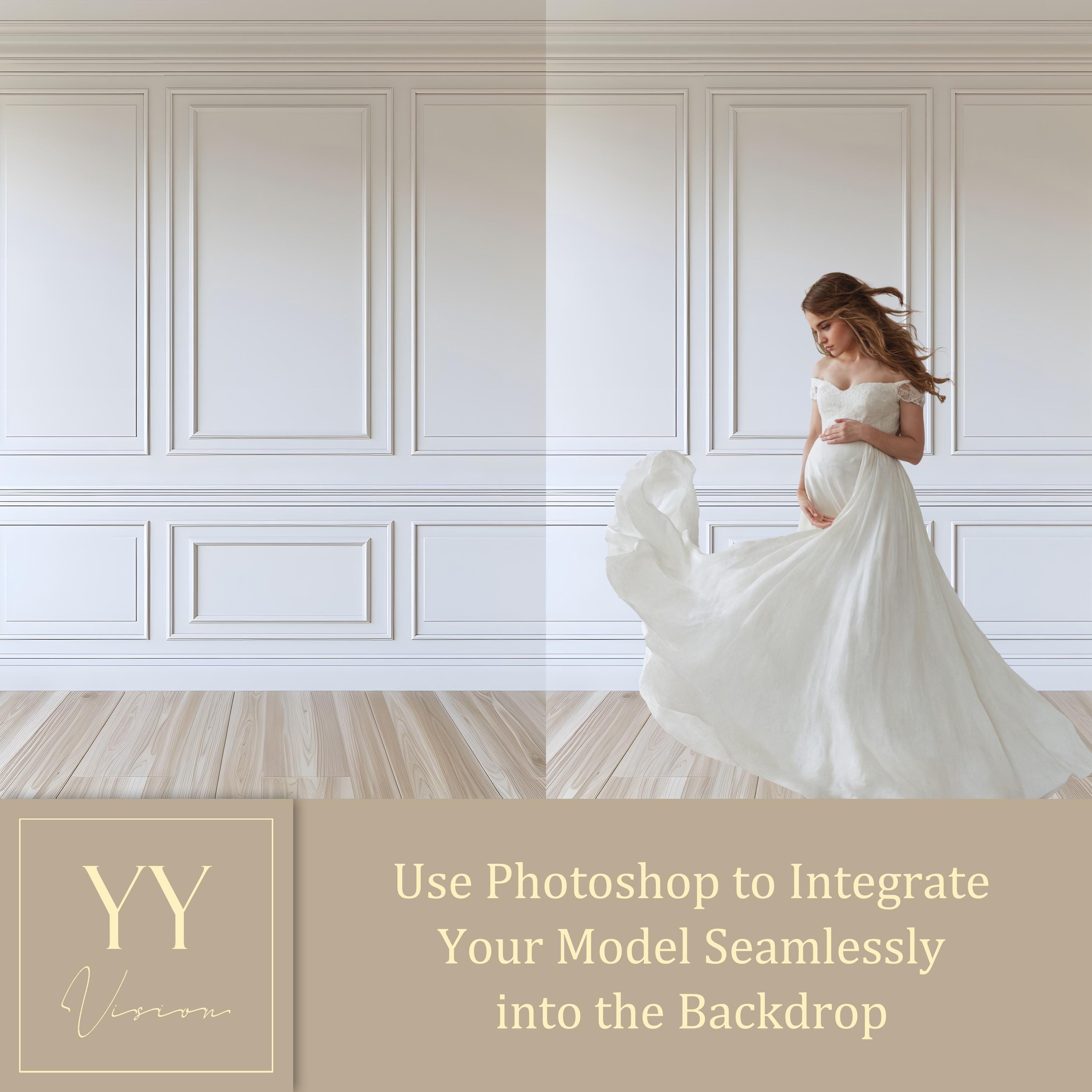 Set Backdrop 30 White Panel Wall Digital Backdrops Sets for Wedding Maternity Studio ...
