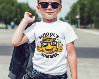 School’s Out for Summer PNG, Funny Sunglasses Emoji Summer Break Clipart, Retro Last Day of School Sublimation Design, Kids Summer Art V2