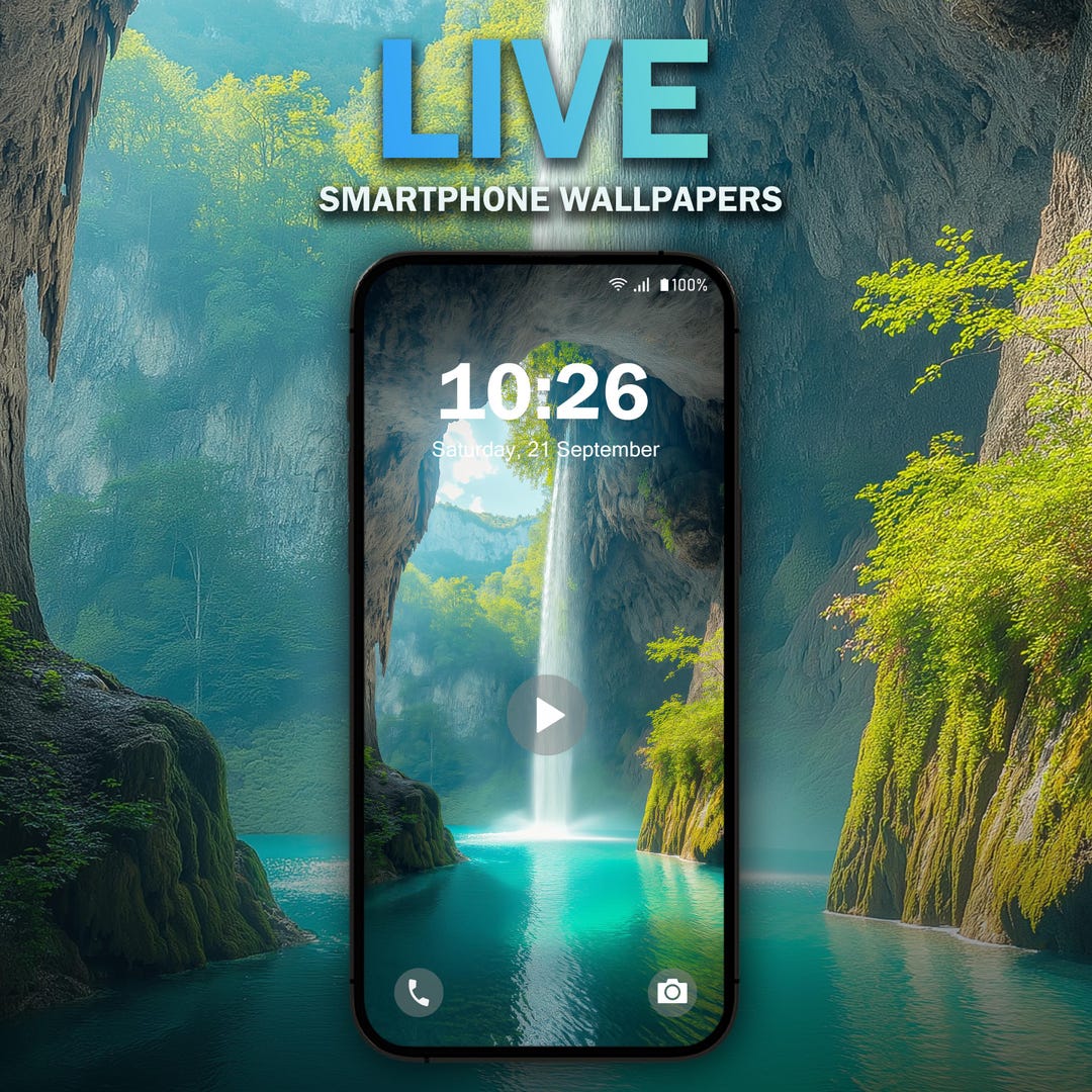 Waterfall Cave Phone Live Wallpaper V3 | MP4 JPG for Android| Nature ...