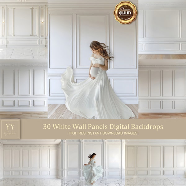 30 White Panel Wall Digital Backdrops Sets for Wedding Maternity Studio Photography Digital Backdrops Photoshop Background