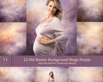 22 Old Master Portrait Fond Beige Violet Numérique Décors Ensembles pour Maternité Photographie Beaux-Arts Texture Mariage Studio Photoshop