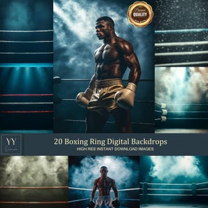 20 Boxing Ring Digital Backdrops Sets for Sports School Holiday Photography Portrait Poster Banner Background Photoshop Editing