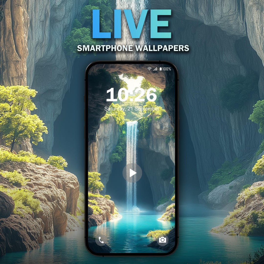 Waterfall Cave Phone Live Wallpaper V2 MP4 JPG for Android Nature Theme ...