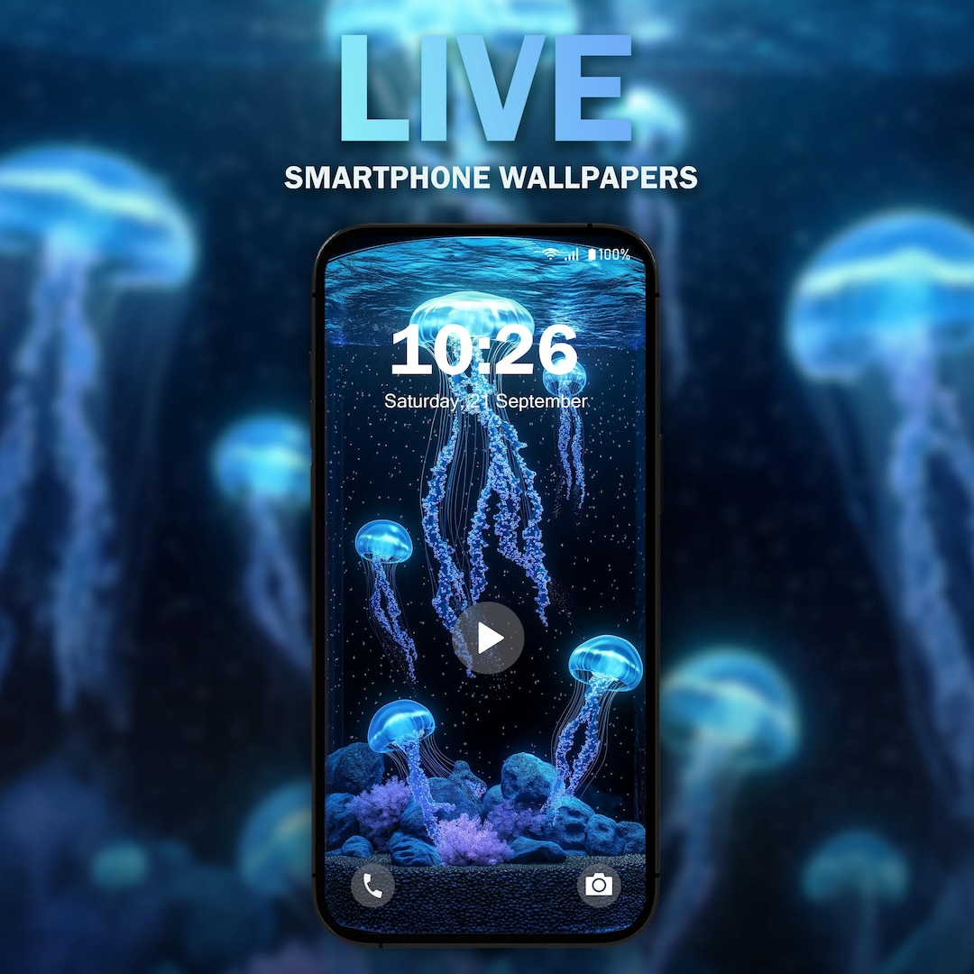 Glowing Jellyfish V2 Aesthetic Phone Live Wallpaper MP4 JPG for Android