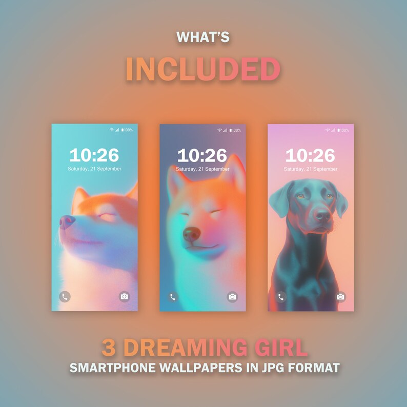 Dog Animals Aesthetic Phone Wallpapers V2 Smartphone Wallpaper Set Cute