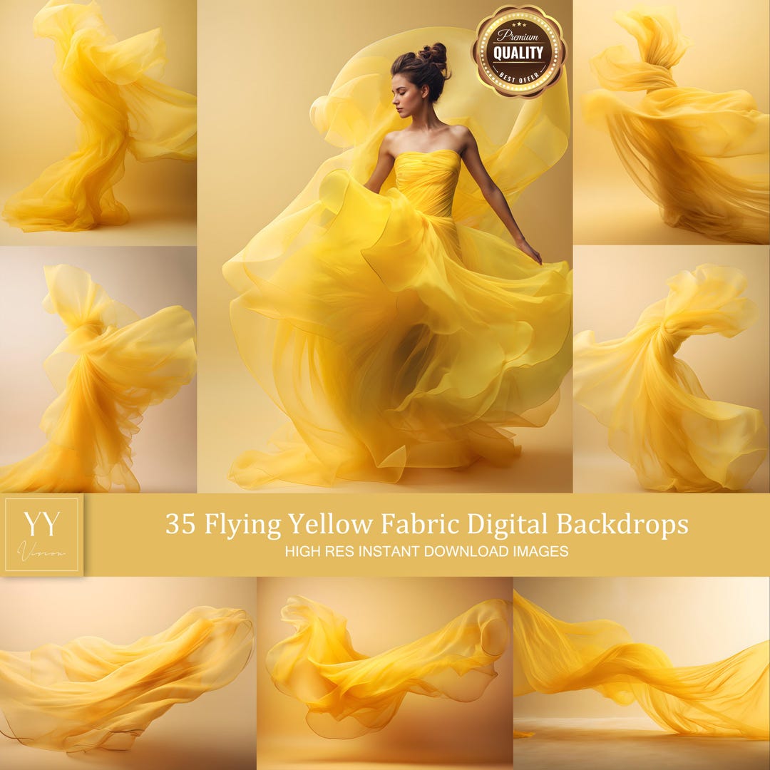 35 Yellow Flying Silk Fabric Digital Backdrops Sets for Maternity ...