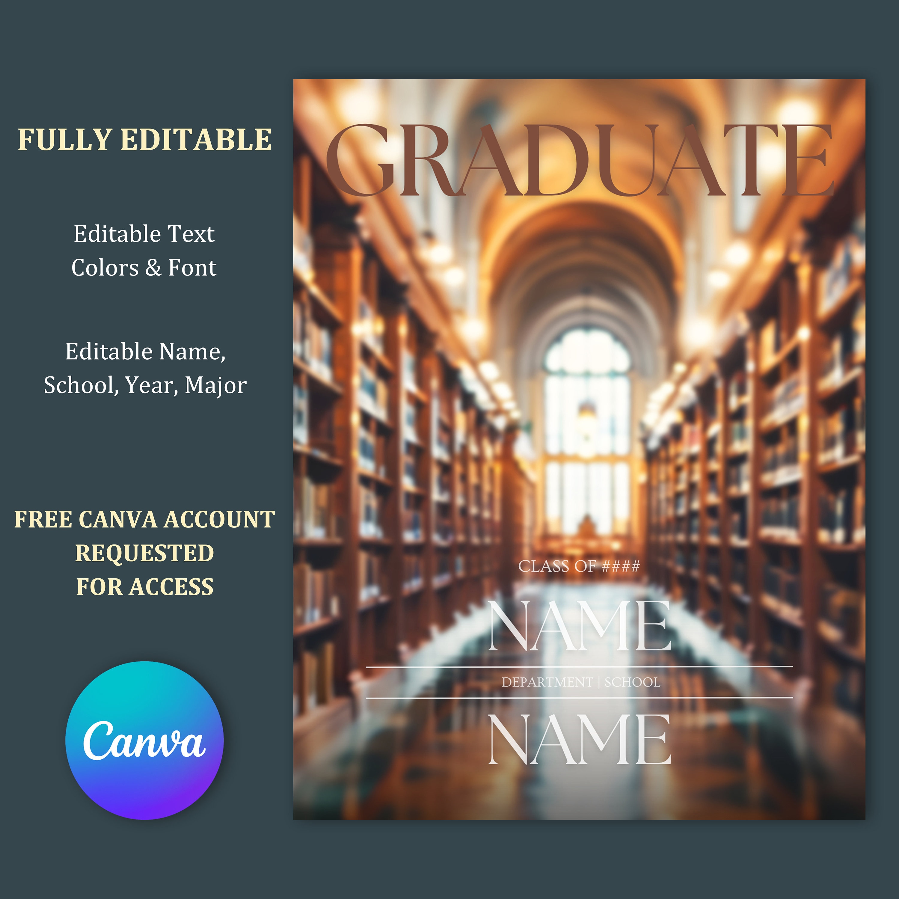 Soft Focus Graduation Library Canva Template for Posters Portraits ...