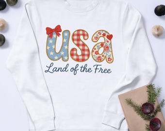Floral USA Png, Retro America Sublimacja, 4 lipca Kokietka Projekt, Dziewczęca Patriotyczna Sztuka, Dzień Pamięci, Cottagecore America Png V7