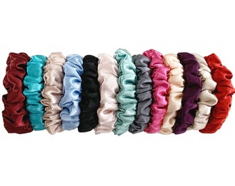 Handmade in Montreal, Canada - Satin Mini Scrunchies in Classic Colors - Perfect Gift for Her