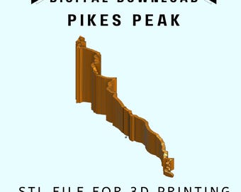 Pikes Peak via BarrTrail - 3D Drucker Digitale STL Datei (nur digitale Datei, es wird kein physisches Produkt versendet)
